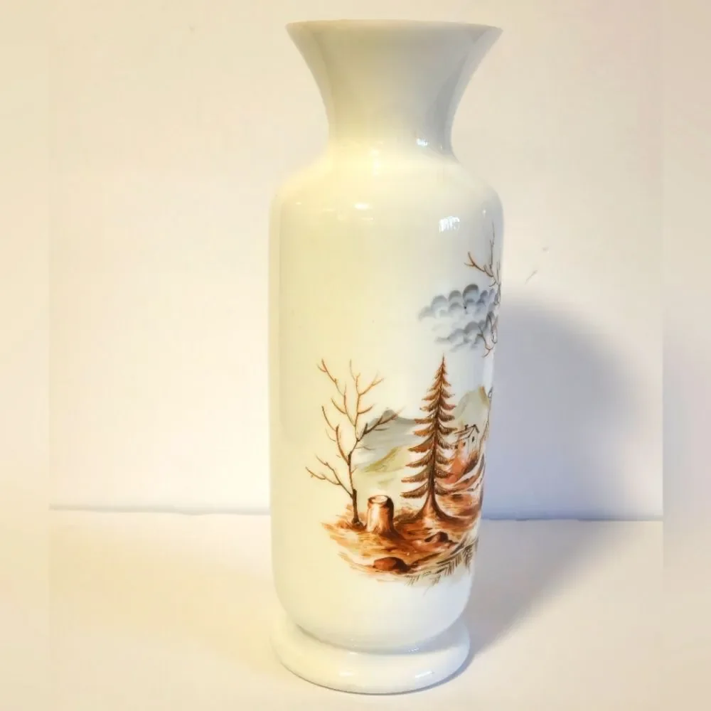 Antique Opaline hand painted scenic 12